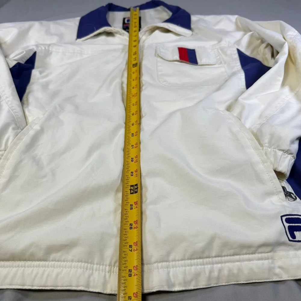 Vintage (90's) Fila Men's White Red Navy ColorBlock Track Jacket Size Medium